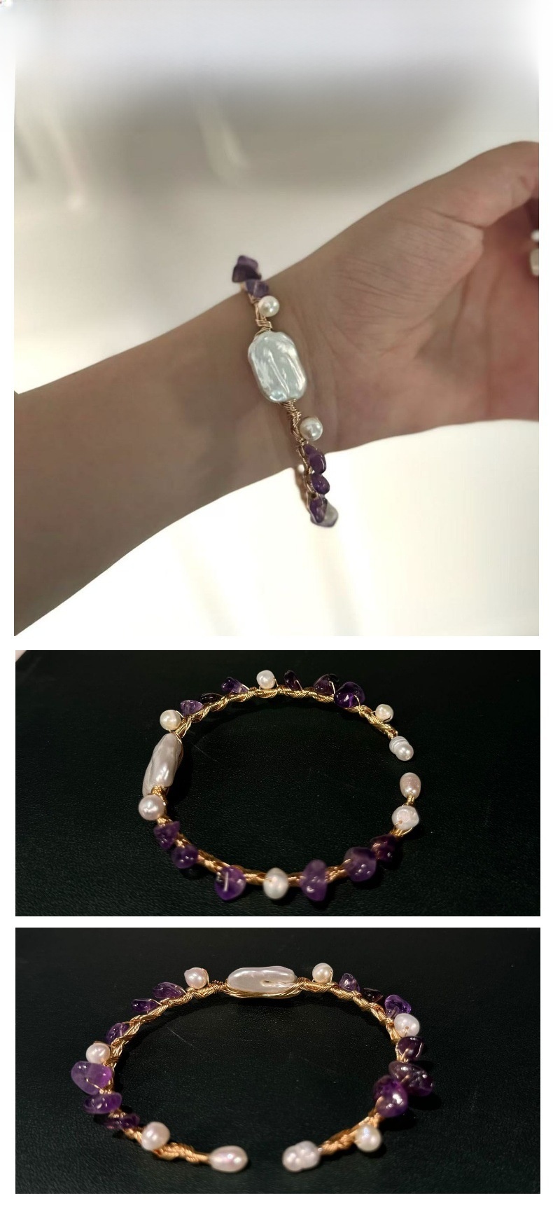 Fashionable Fresh Simple Design Sensation Bracelet With Freshwater Pearl Versatile Geometric Pattern Chain For Women