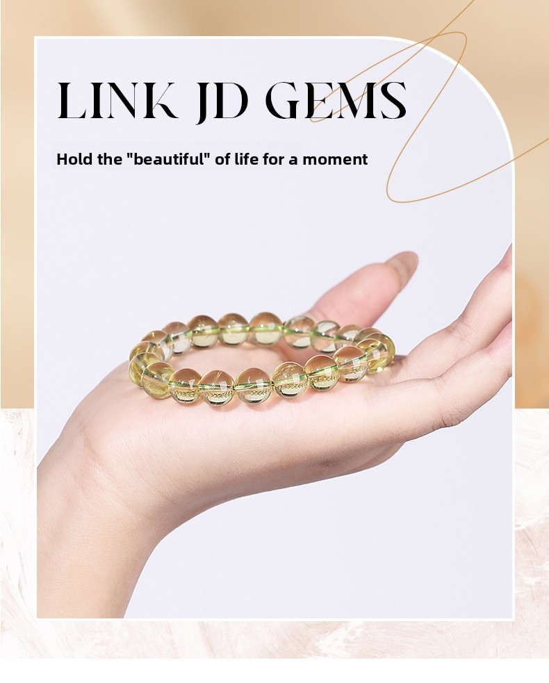 Natural Crystal Bamboo Leaf Green Bracelet Transparent Grape Color Jade Bracelet Geometric Pattern Simple Style Women's Jewelry