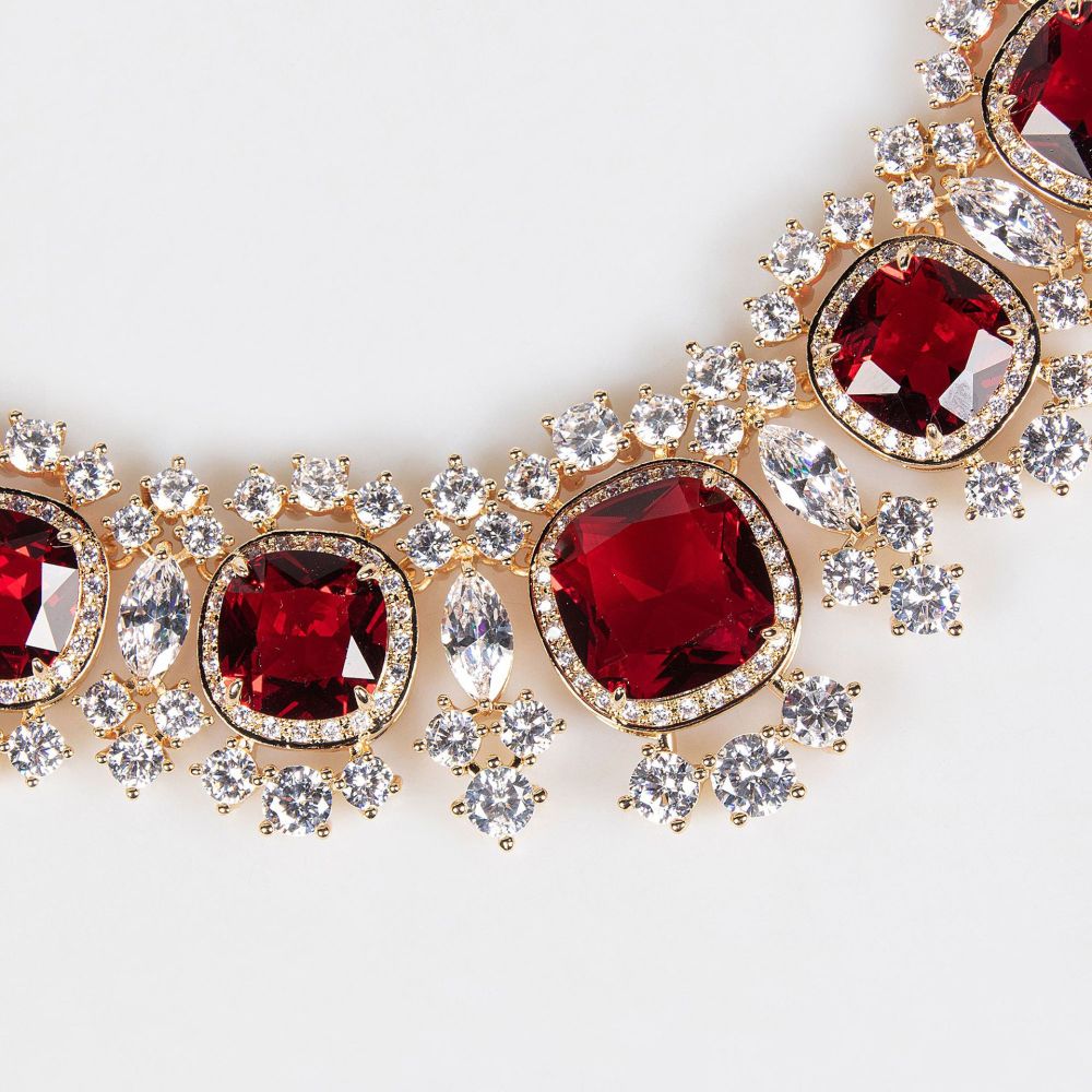 Luxurious  Style Wedding Necklace Jewelry Set For Women With AAA Zirconia Stones Fashionable Square Pattern