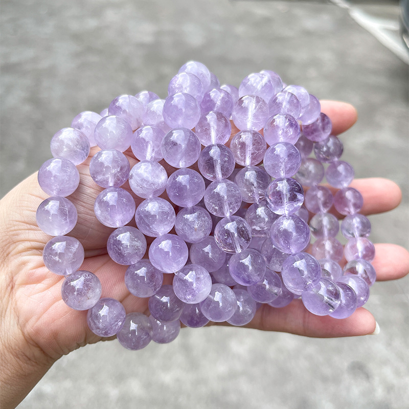 JD Jewelry Natural 5A Grade Lavender Crystal Bracelet Ice Transparent Round Beads Simple Elegant Fashion Women's Geometric Pattern