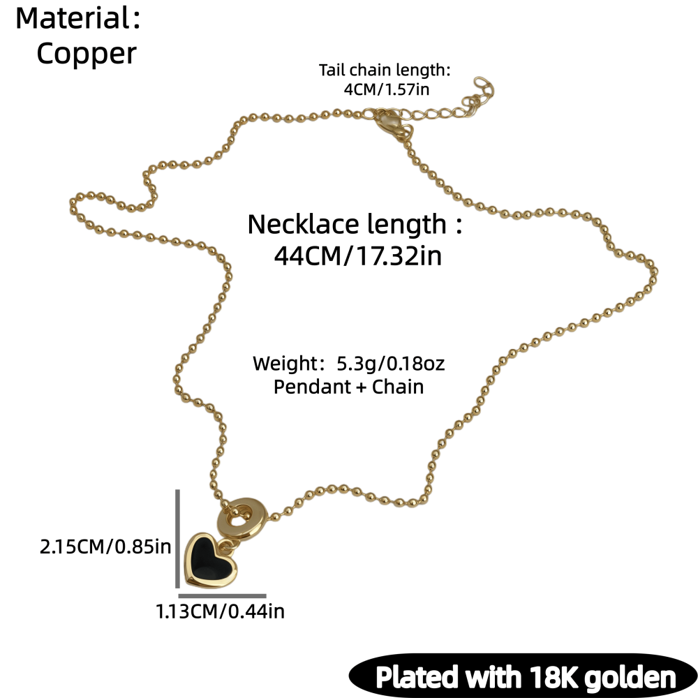 1 Set Of Heart Bracelet And Necklace Jewelry Suitable For Men And Women Couples Friends To Wear Copper Plated With 18K Gold Oil Drop Fashionable And Beautiful