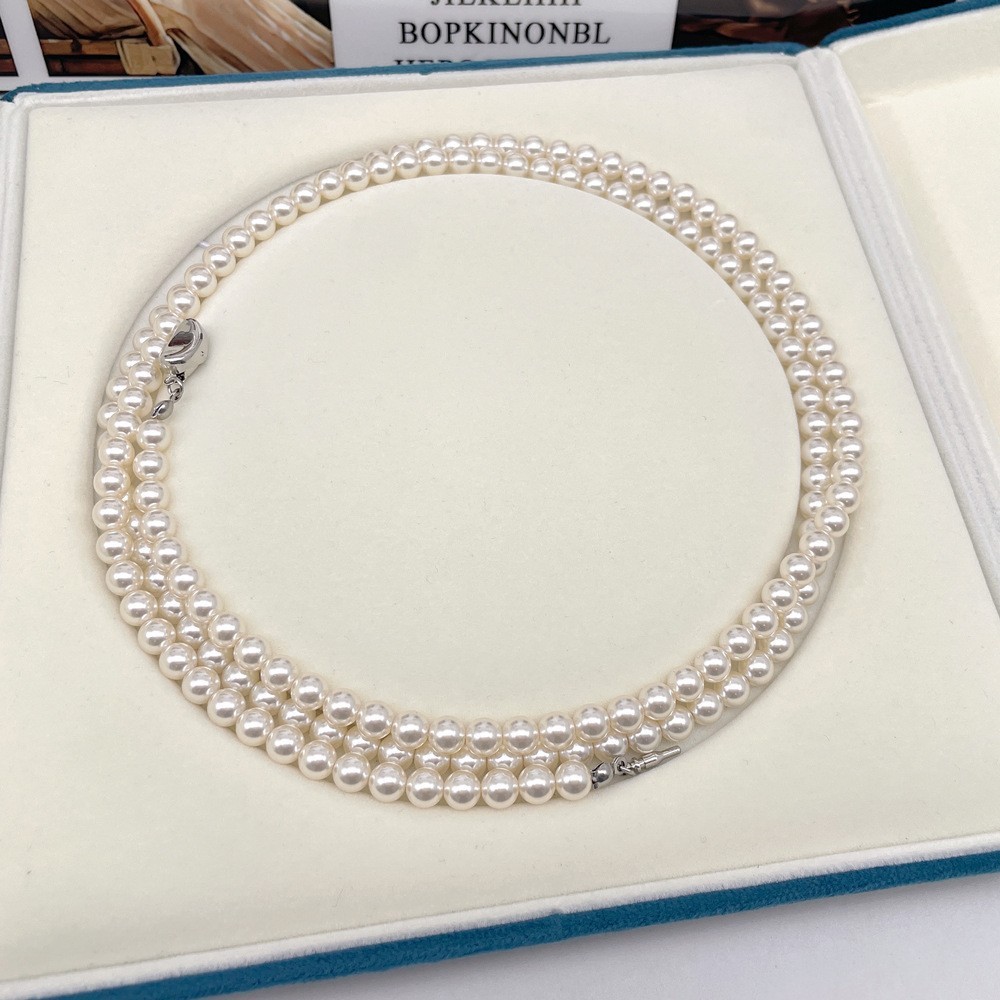 New Women's Knot Necklace Multi-Layer Long Sweater Chain Fashion Accessories Pearl Necklace Luxury Style Geometric Pattern