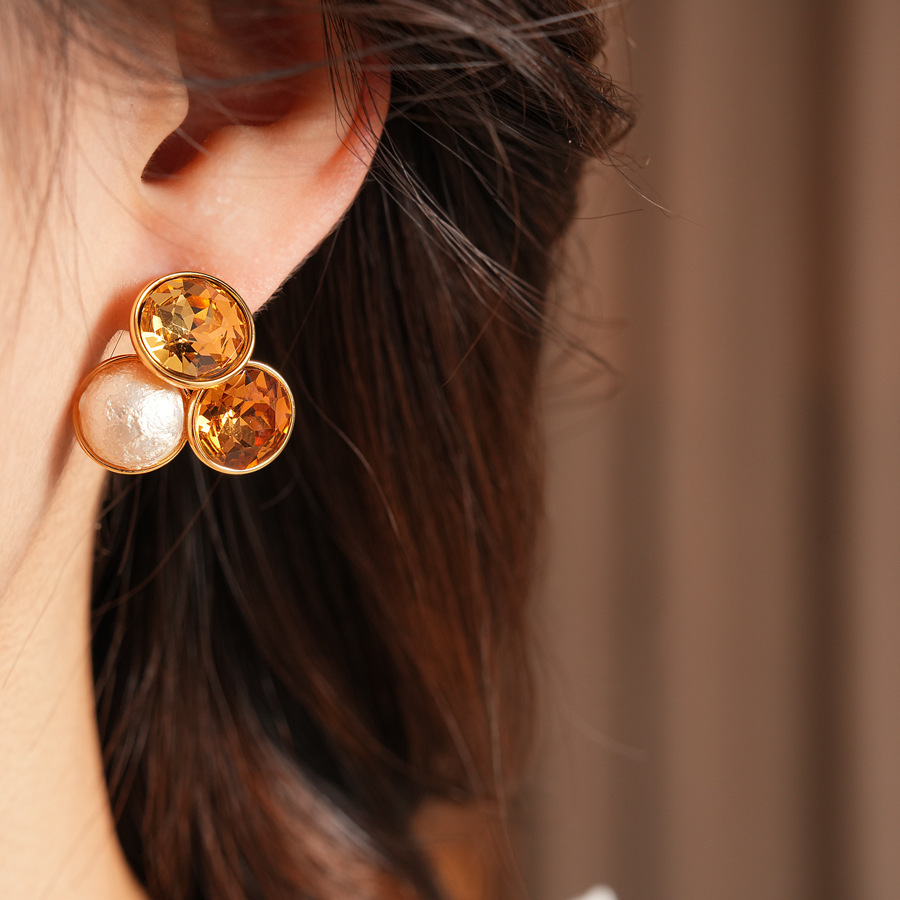 Vintage Gold Plated Silver Pin Diamond Earrings Multifunctional Women's Jewelry Geometric Snowflake Party Accessories