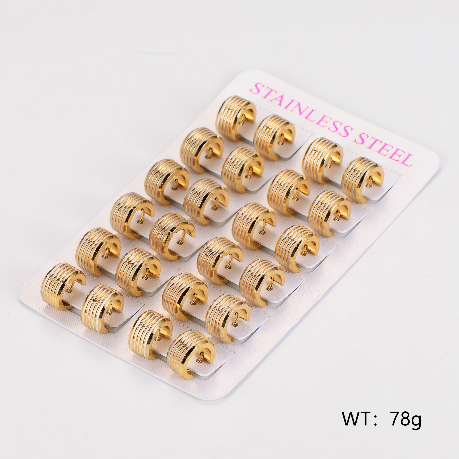 AML201 Stainless Steel Circle Ribbed Wide Ear Hoop Earrings Water Plated Imitation Gold Fashion Personality Wholesale