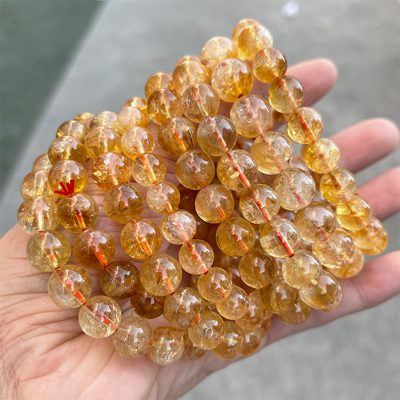JD Jewelry Natural Brazilian Yellow Crystal Bracelet Fashion Simple Style Unisex Single Circle Bead Classic Style
