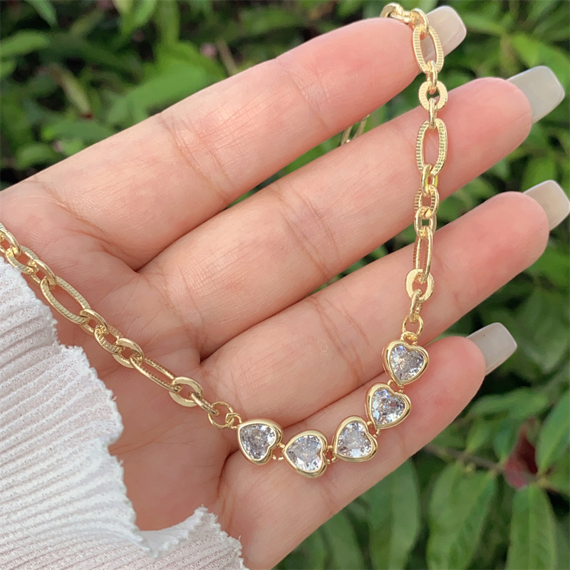 Classic Minimalist Copper Plated 18K Gold Zircon Jewelry Set For Men And Women Daily Wear Perfect Gift Set Includes Necklace And Bracelet