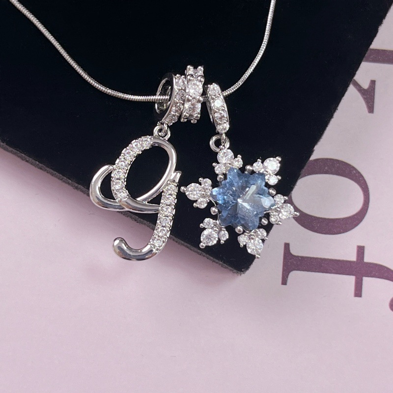 New Style Copper Zirconia Pendant Letter Necklace Silver Stainless Steel Chain Birthday Gift For Women Trendy Fairy Style
