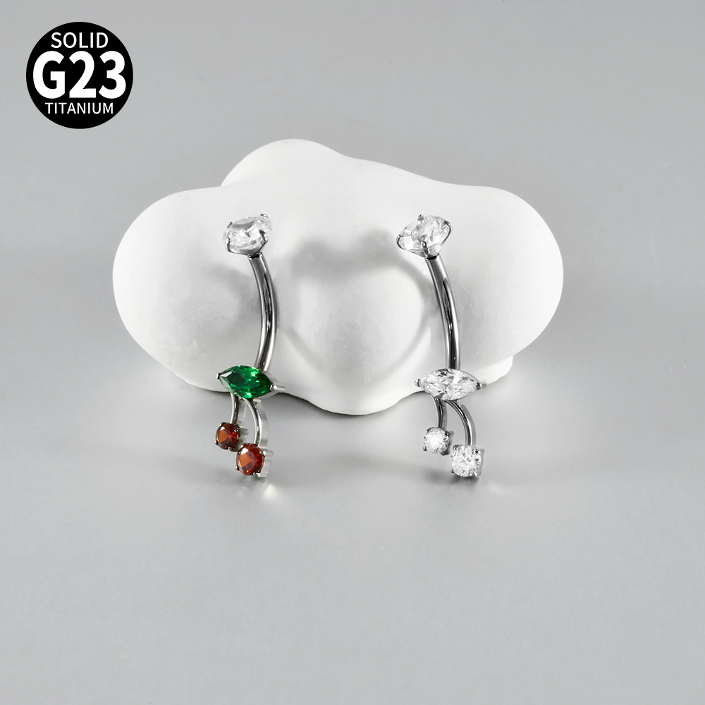 Titanium Metal Scorpion Bat Belly Button Piercing Belly Button Ring Zircon Cherry Multiple Horse Eye Flower Inner Tooth Belly Button Stud Body Piercing Jewelry Accessories