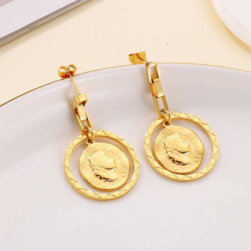 PVD Coated 18K Gold Plated Solid Color Stainless Steel Simple Style Classic Style Waterproof Non Tarnish Drop Earrings