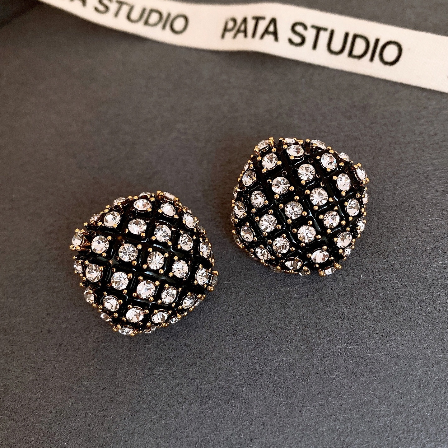 18K Gold Plated Vintage Zircon Square Earrings Retro Stud Earrings Women's Jewelry Accessories