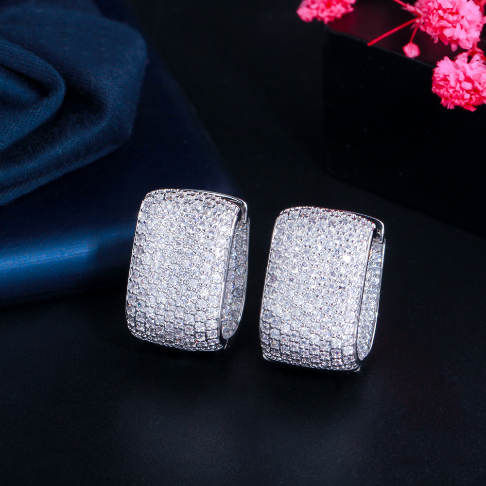 Copper Square Electroplating Artificial Gemstones Rose Golden Plated Platinum Plated Rhodium Plated Elegant Classic Style Plating Inlay Ear Studs
