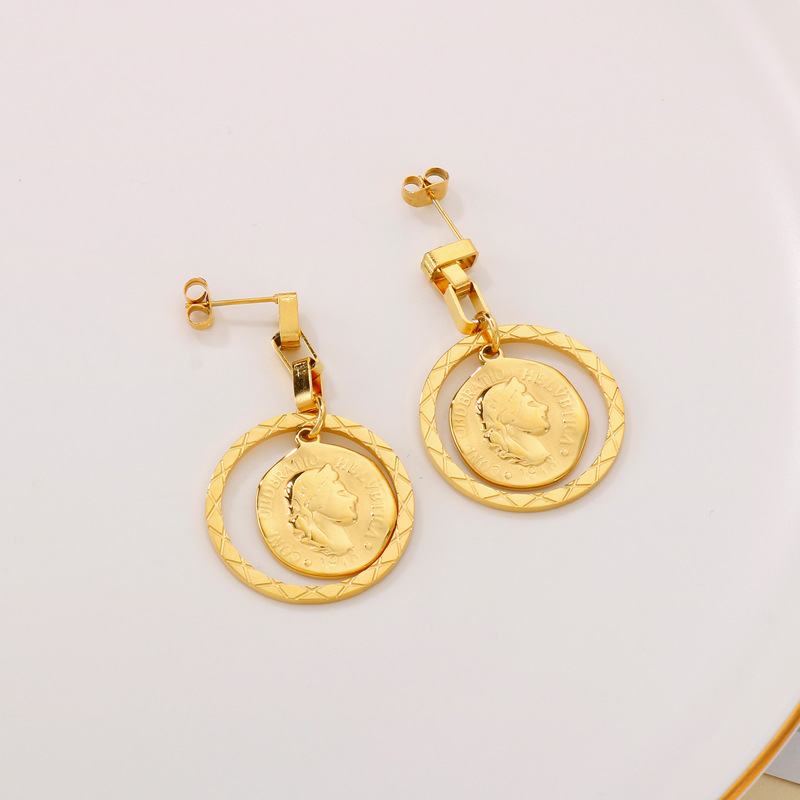PVD Coated 18K Gold Plated Solid Color Stainless Steel Simple Style Classic Style Waterproof Non Tarnish Drop Earrings