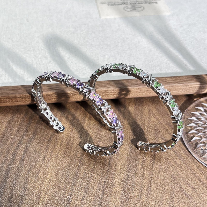 New Style Exquisite Colored Diamond Zircon Inlaid Cross Bracelet For Women Niche Design Genderless Style Versatile Light Luxury Bracelet