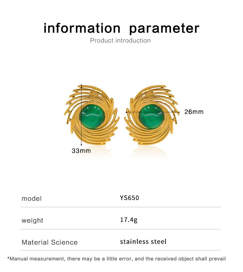 PVD Coated Real Gold Plated Round Spiral 304 Stainless Steel 316 Stainless Steel  Classic Style Waterproof Non Tarnish Ear Studs