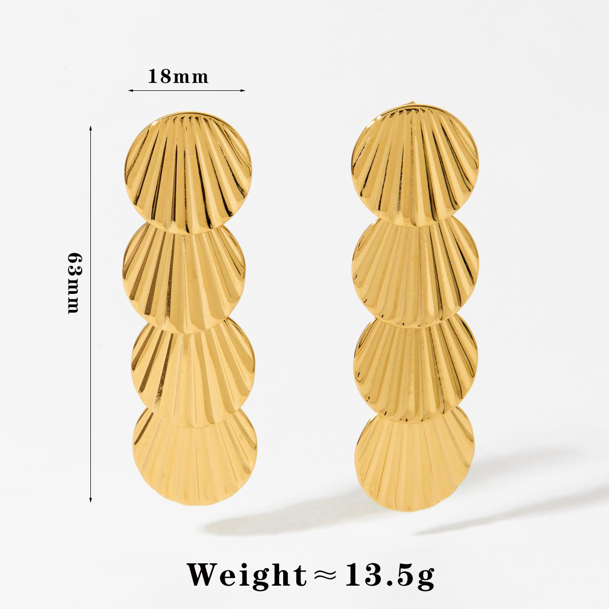 Real Gold Plated 316 Stainless Steel  PVD Coated Geometric Waterproof Non Tarnish Casual Simple Style Drop Earrings For Women's