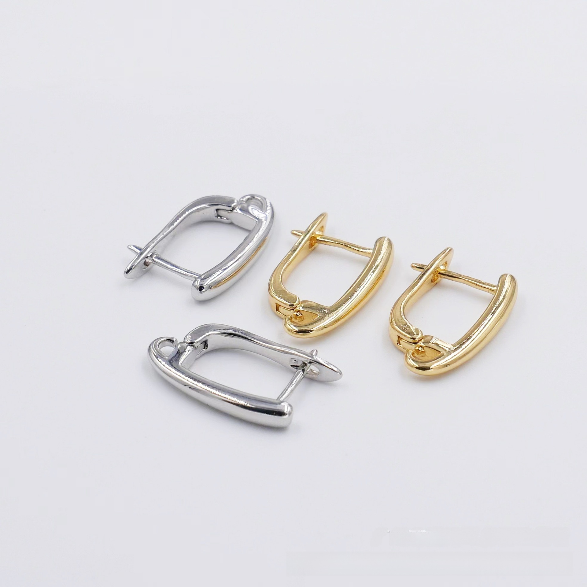 18K Gold Plated Copper Earrings U-shaped Smooth Surface Women Accessories Ear Jewelry With Water Drop Round Basic Earrings