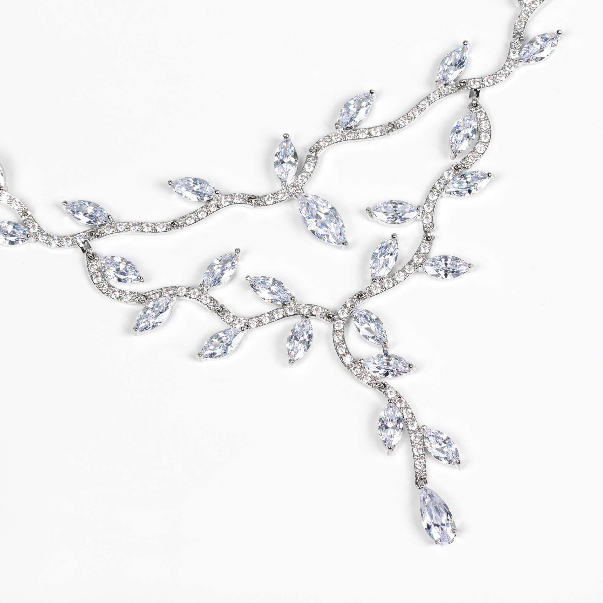 Elegant Bridal Jewelry Set With Zircon Necklace And Tassel Earrings  Style Fashionable Accessories