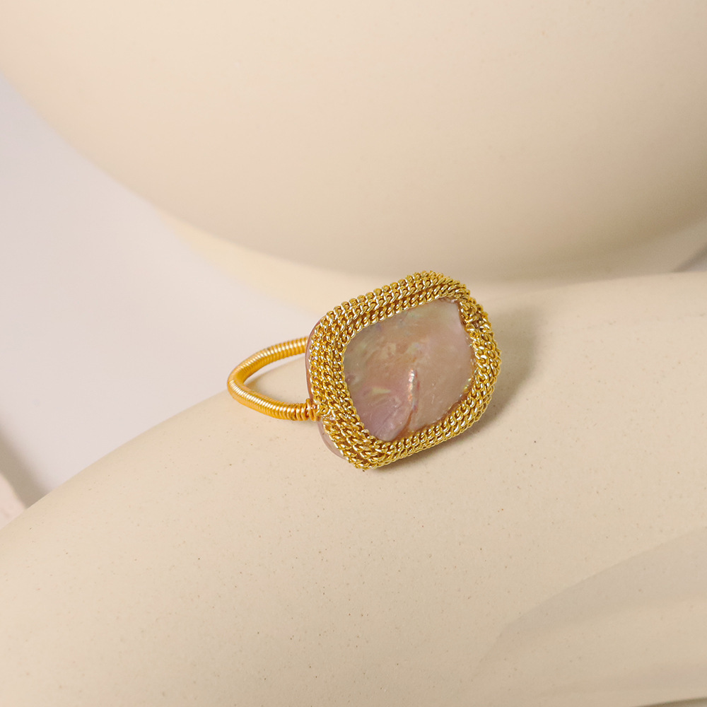 Simple Style Classic Style Flower Freshwater Pearl Copper Plating Inlay Pearl 18k Gold Plated Rings