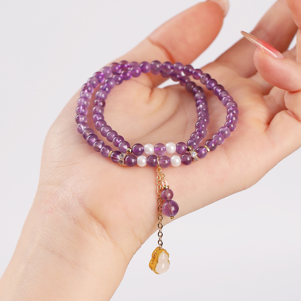 JD Jewelry Amethyst Beaded Bracelet For Women Fashionable High-end Jade Gourd Accessories Simple Style Classic Bracelet Jewelry