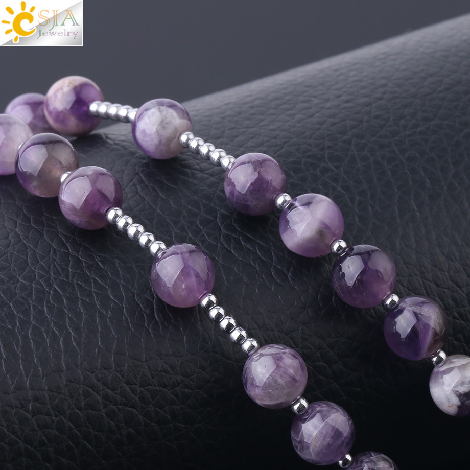 Natural White Crystal Column Long Necklace Merkaba Stone Bead Women's Sweater Chain Autumn Winter Versatile Simple Style Copper Accessories