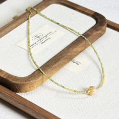 Green Zircon Yellow Pagoda Crystal Necklace