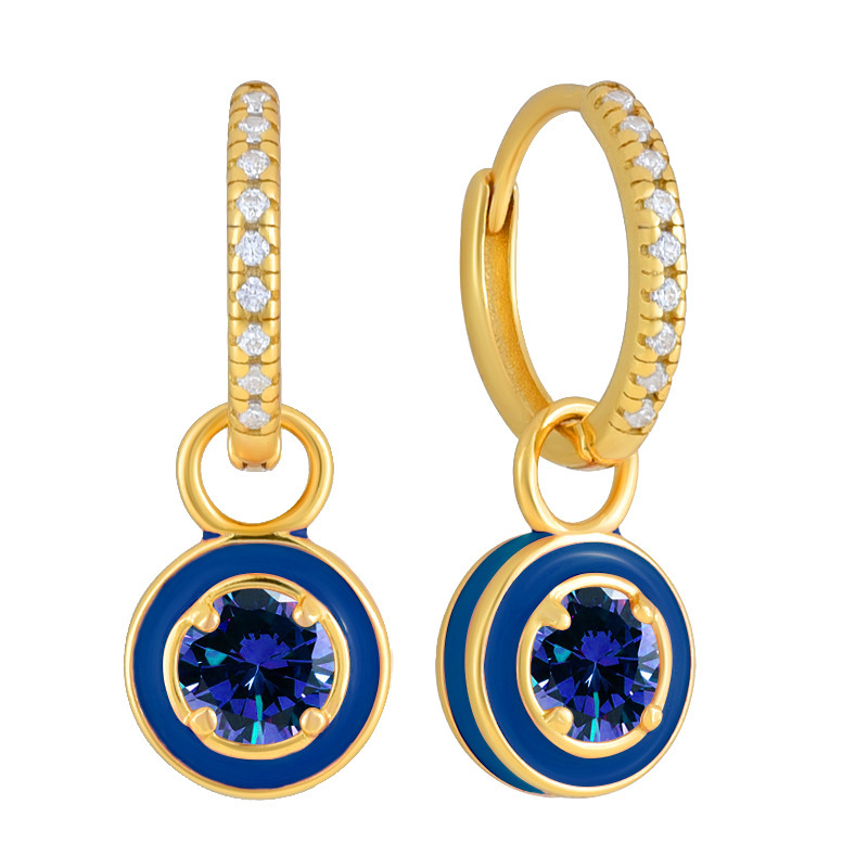 Copper Geometric PVD Coated Zircon 18K Real Gold Plated Basic Classic Style Inlay Drop Earrings