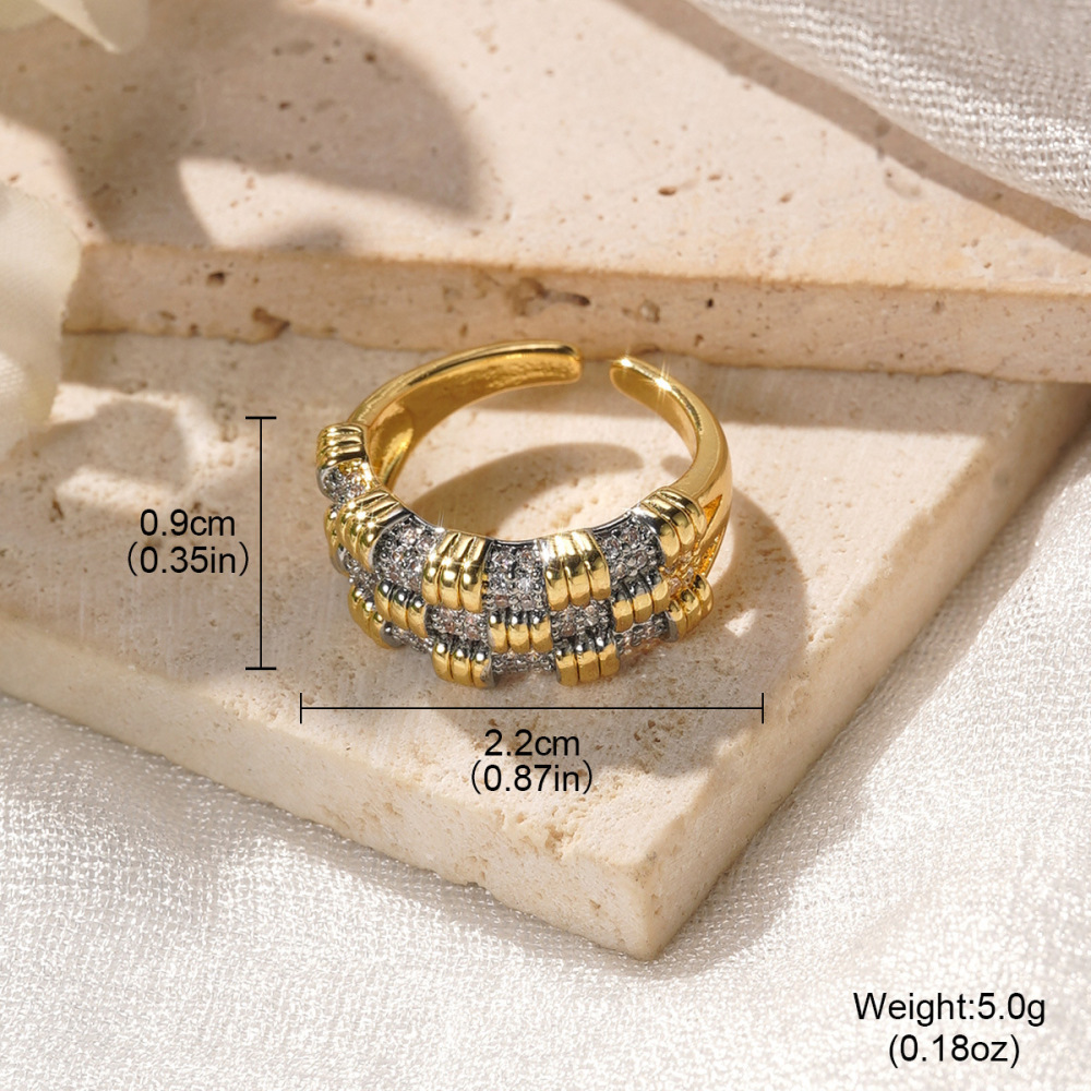 Electroplated (Including Color Retention Layer) Geometric Pattern Copper Elegant Hollow Metal Ring Fashionable Simple Luxurious Stackable Finger Accessories Unisex