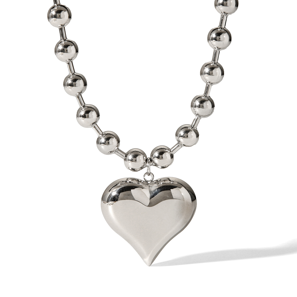 304 Stainless Steel Heart Shape PVD Coated 18K Real Gold Plated Classic Style IG Style Waterproof Non Tarnish Ball Chain Gold Pendant Necklace