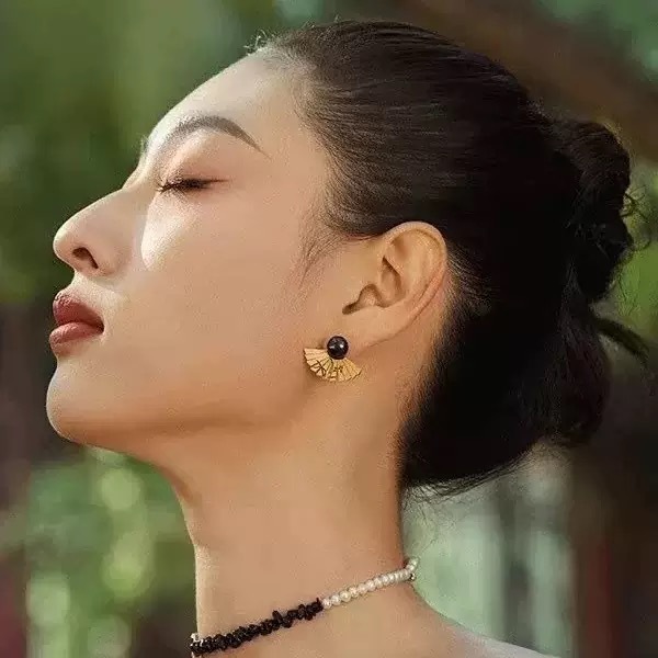 New Chinese Style Black Ink Earrings Retro Palace Series Fashionable High-End National Trend Women's Ear Jewelry Accessories