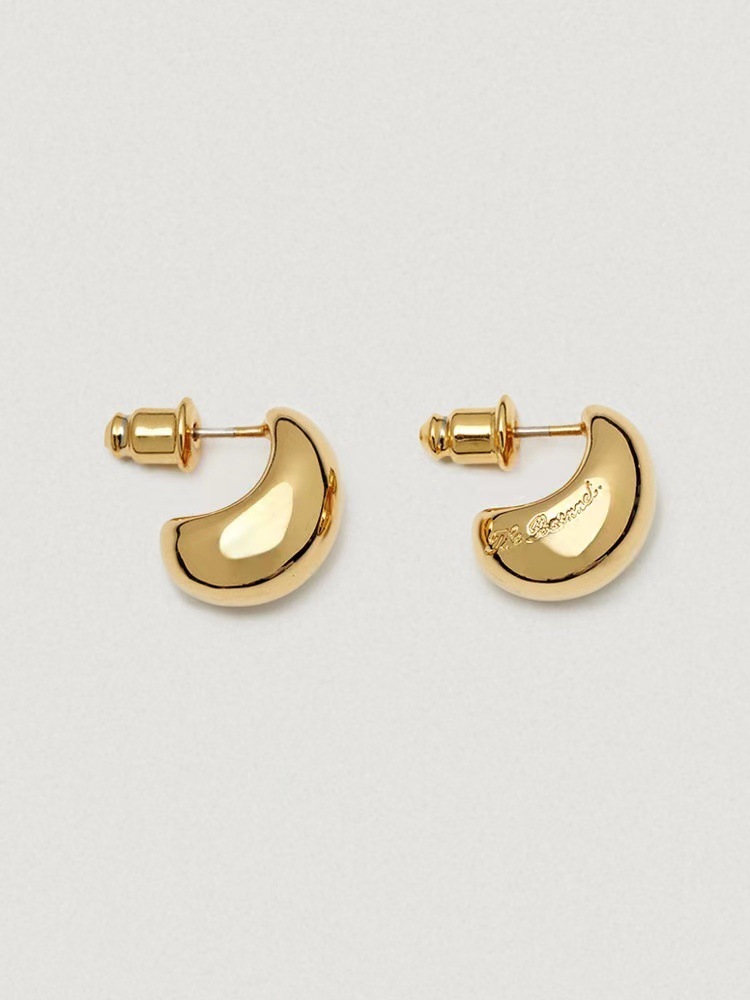 Women's 925 Silver Needle Copper Plated 18K Gold Crescent Moon Ear Studs Simple Commute Earrings Fashion Jewelry Accessories