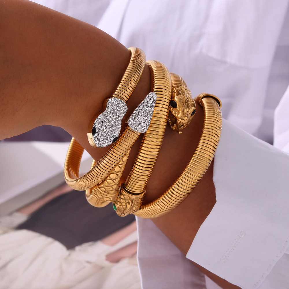 PVD Coated Real Gold Plated 18K Gold Snake 304 Stainless Steel Casual Modern Style Classic Style Waterproof Non Tarnish 304 Stainless Steel Bangle