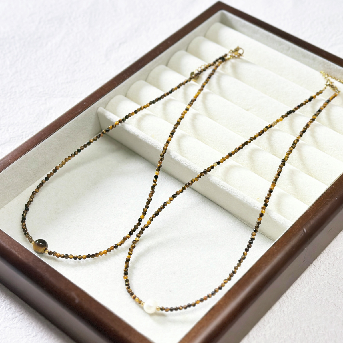 Original Beauty Meral Tiger Eye Stone Necklace Luxury Small Audience Elegance Beaded Retro Natural Stone Sweater Chain Clavicle Chain Women
