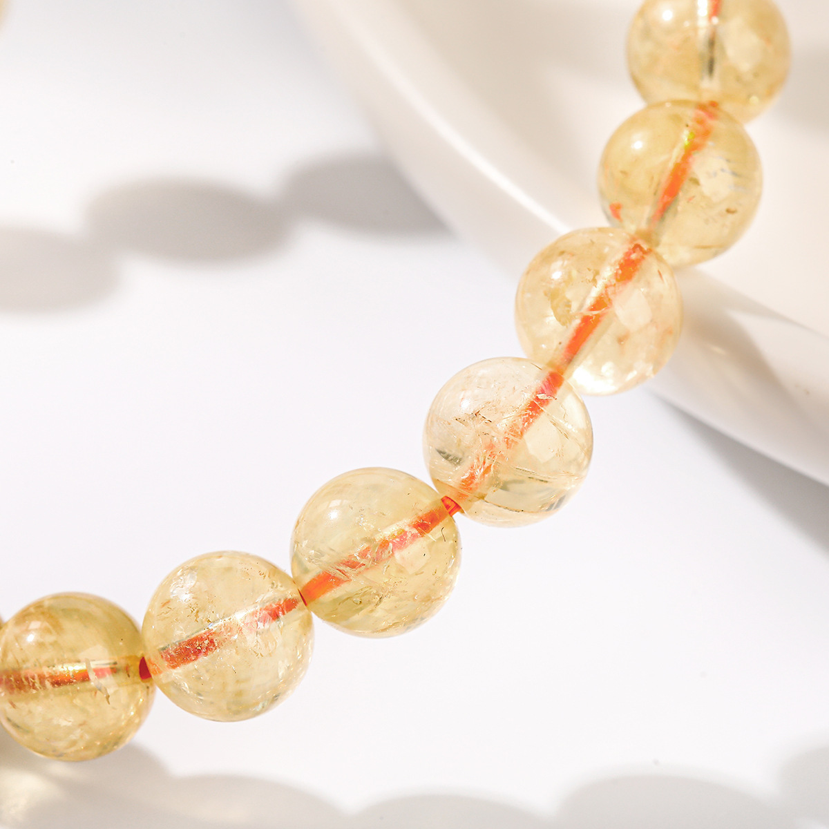 JD Jewelry Natural Brazilian Yellow Crystal Bracelet Fashion Simple Style Unisex Single Circle Bead Classic Style