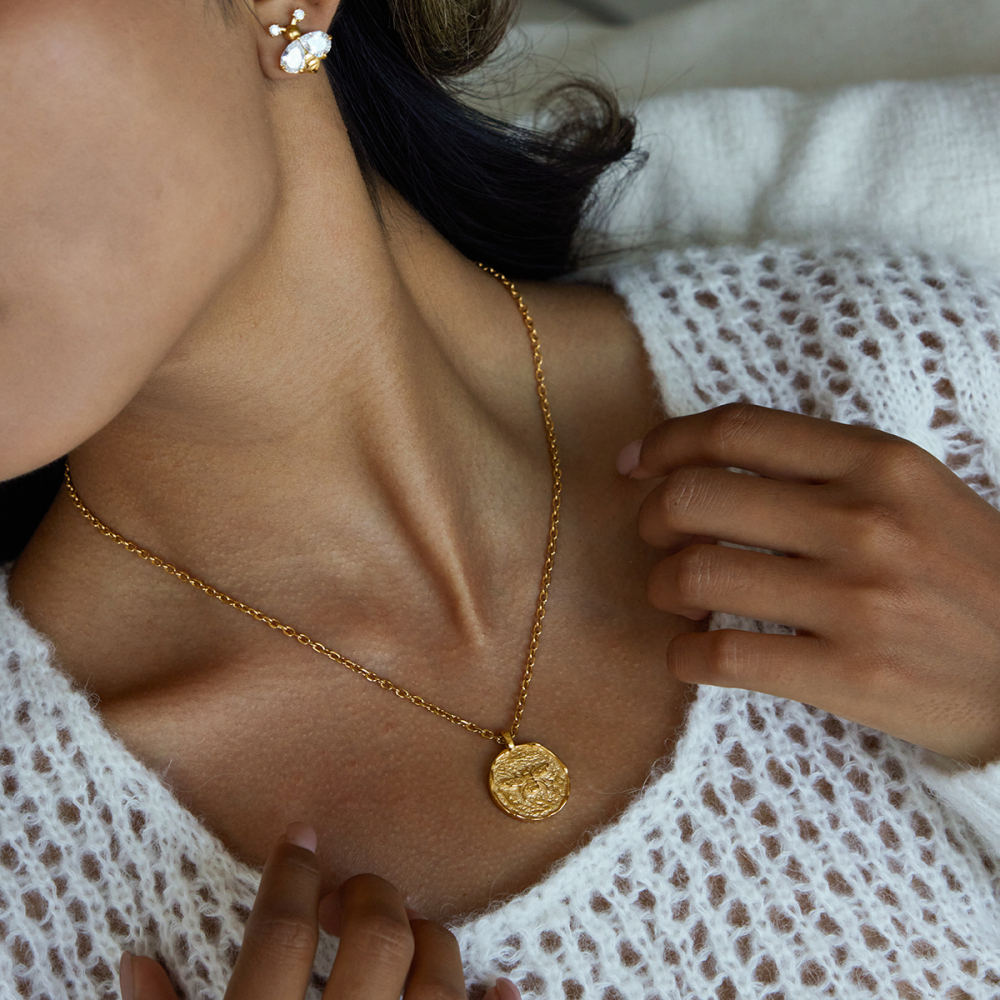 304 Stainless Steel Bee PVD Coated Stone-Free 18K Real Gold Plated Necklace