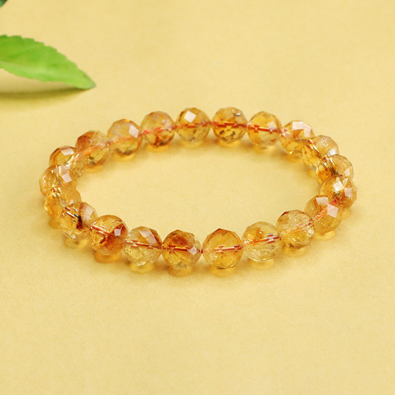 Aiyue Yellow Crystal Bracelet Polished Geometric Pattern Ethnic Style For Men And Women Birthday Party Jewelry Accessories