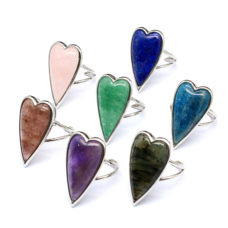 Retro Heart Shaped Purple Quartz Tiger Eye Stone Ring  Luxury Light Luxury DIY Accessories Sales Jewelry