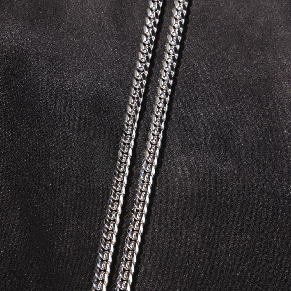 Fashion European And American Hip-Hop Gold-Plated Titanium Steel 6mm Cuban Necklace Men's 316L Stainless Steel Vacuum Electroplated Solid Color Bracelet Fashion Accessories Jewelry