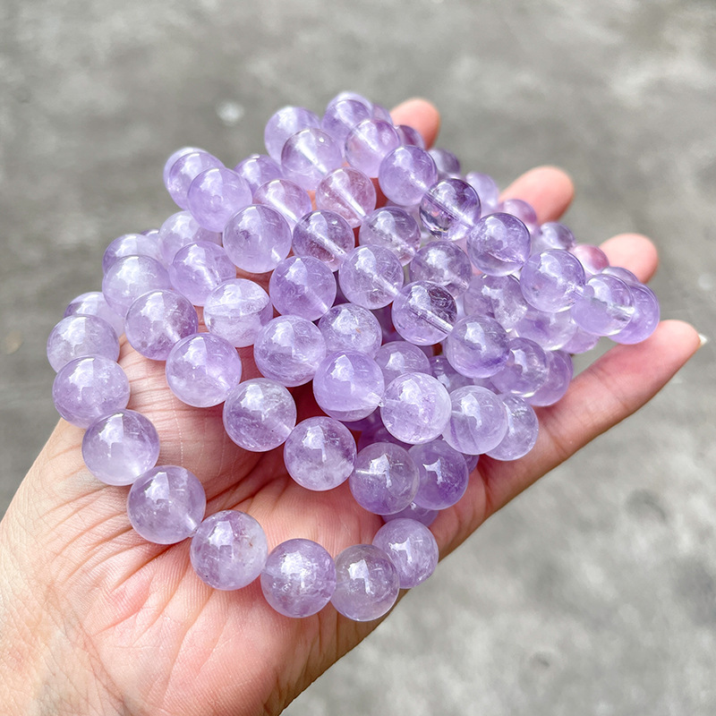 JD Jewelry Natural 5A Grade Lavender Crystal Bracelet Ice Transparent Round Beads Simple Elegant Fashion Women's Geometric Pattern