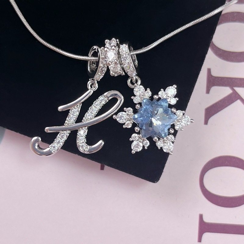 New Style Copper Zirconia Pendant Letter Necklace Silver Stainless Steel Chain Birthday Gift For Women Trendy Fairy Style