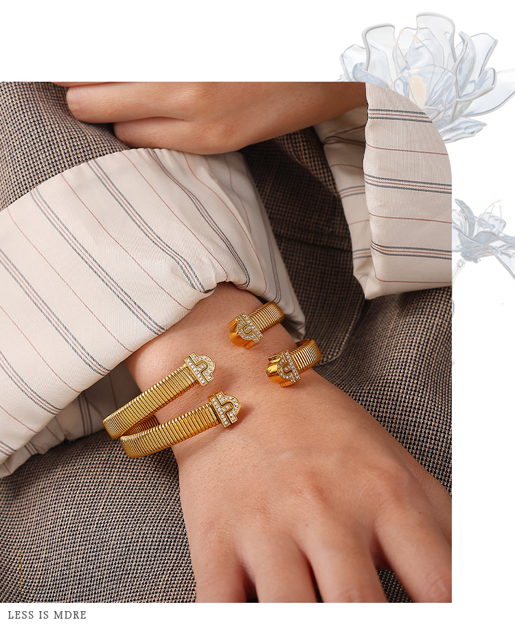 Fashionable Versatile Open Setting Rhinestone Bracelet Exaggerated Trendy Lightweight Luxury Spiral Women's Jewelry