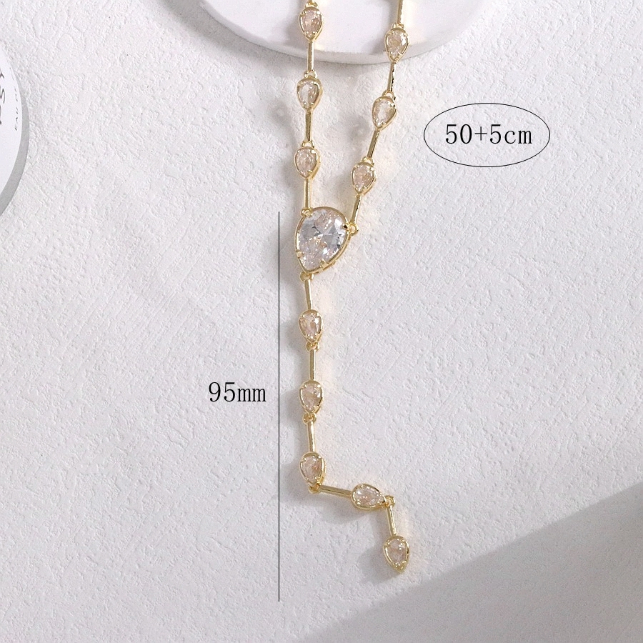 Elegant Long Y-Shaped Tassel Shiny Zirconia Necklace For Women Luxury Personality Jewelry Accessories Glowing Round Square Pendant