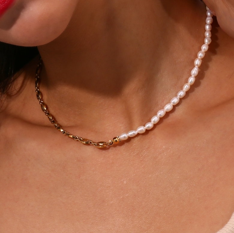 Women's 304 Stainless Steel Titanium Steel Vacuum Plating PVD Coated 18K Gold Plated Beaded Plating Pearl Freshwater Pearl Bracelets Necklace Imitation Pearl Jewelry