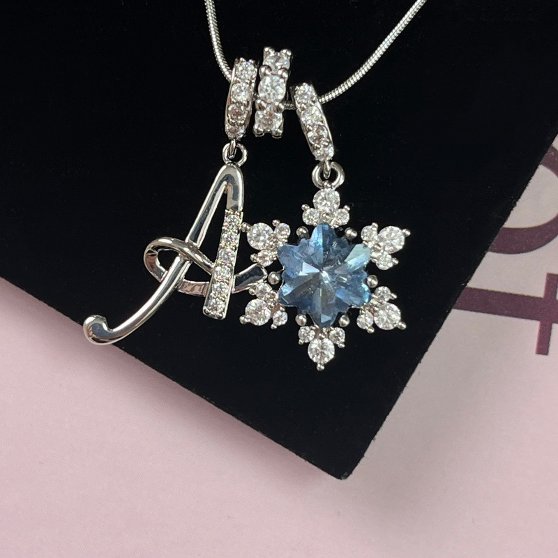 New Style Copper Zirconia Pendant Letter Necklace Silver Stainless Steel Chain Birthday Gift For Women Trendy Fairy Style