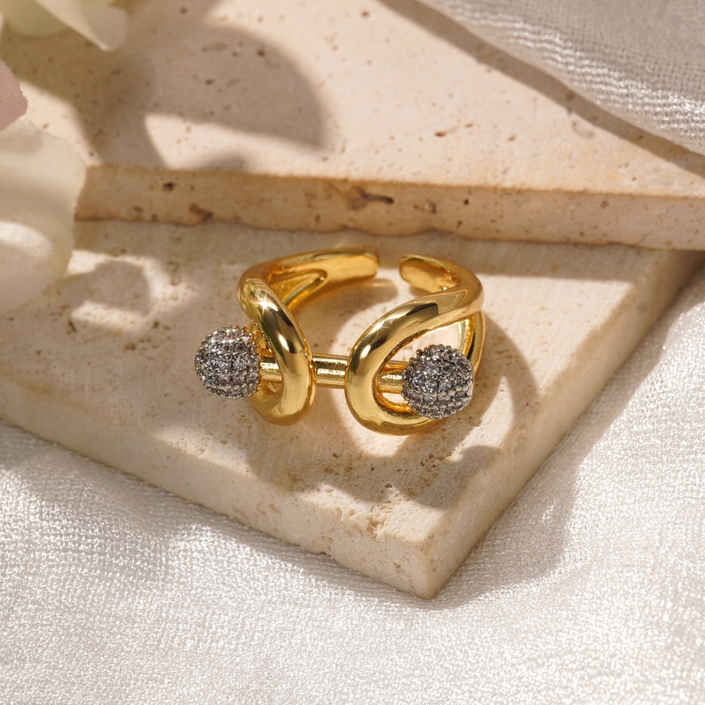 Electroplated (Including Color Retention Layer) Geometric Pattern Copper Elegant Hollow Metal Ring Fashionable Simple Luxurious Stackable Finger Accessories Unisex