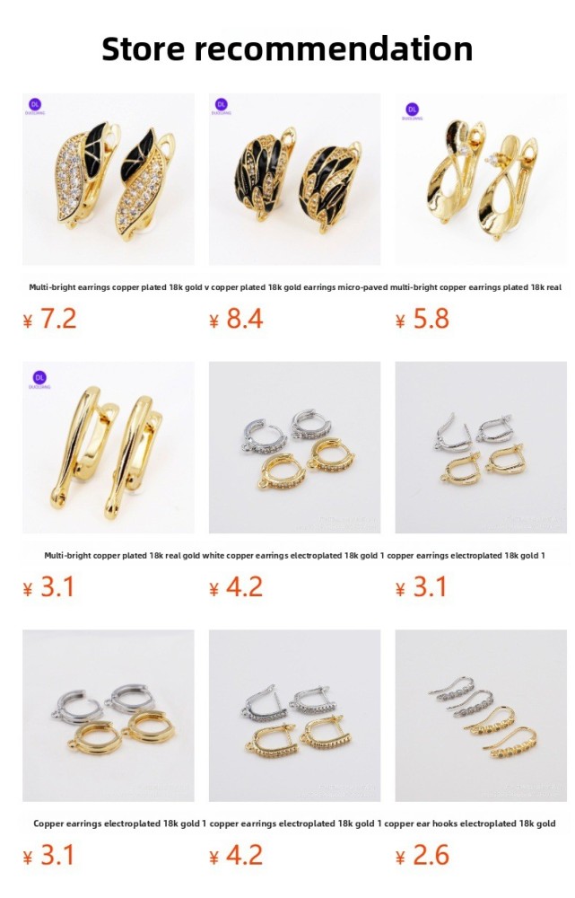 18K Gold Plated Copper Micro Inlaid Zircon U-Shaped Spiral Hoop Earrings Women's Jewelry Accessories Color Retention DIY Earrings
