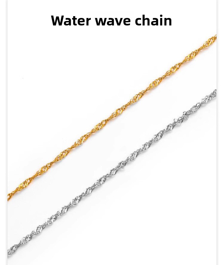 Stainless Steel Water Wave Chain Necklace Versatile DIY Jewelry Chain Unisex Fashion Simple Titanium Steel Clavicle Chain