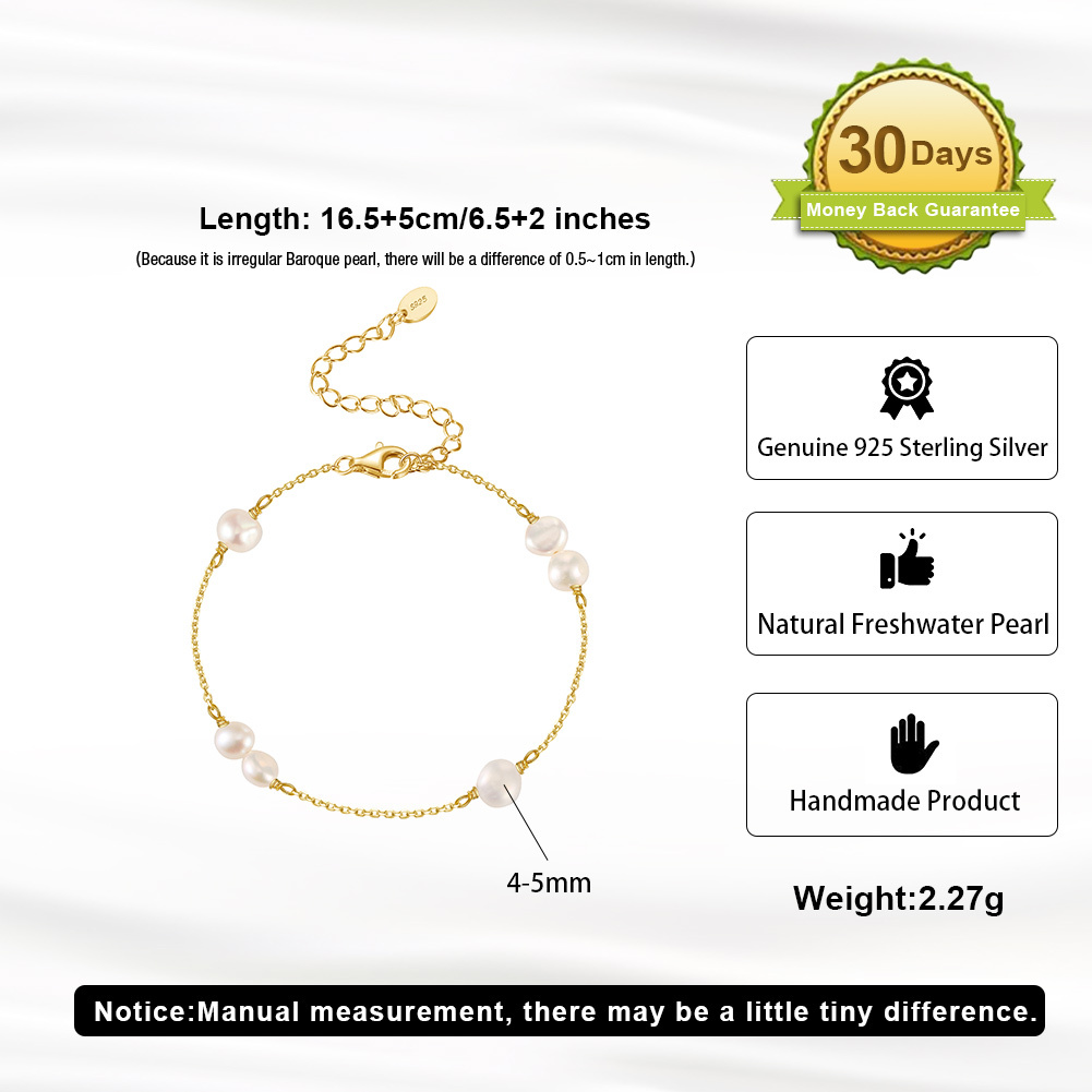 1 Piece Freshwater Pearl Sterling Silver Geometric Freshwater Pearl Chain 14K Gold Plated White Gold Plated Rhodium Plated Women's Paperclip Chain Spring Ring Trigger Clasp Closure Bracelets