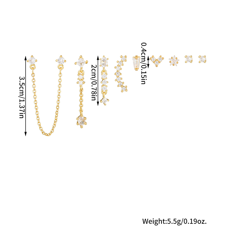 1 Set Classic Style Geometric Inlay Brass Zircon 18K Gold Plated Drop Earrings