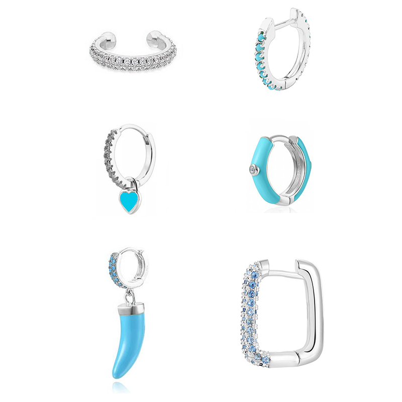 Luxury Zircon Earring Set Tiktok   Ins Style Round And Heart Shaped Gold Plated Copper Jewelry Accessories