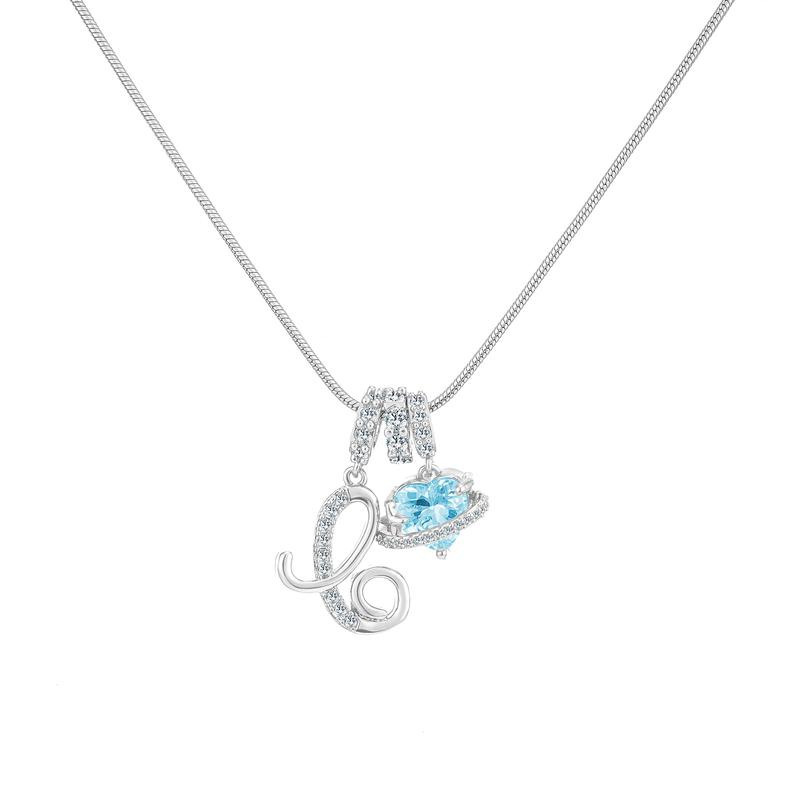 Sweet Heart Letter Pendant Necklace Jewelry Blue Sea Honey Best Friend Series Zircon Fairy Style For Women Copper Material